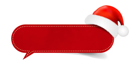 Christmas Speech Bubble With Santa Claus Cap With Gradient Mesh, Vector Illustrationのイラスト素材