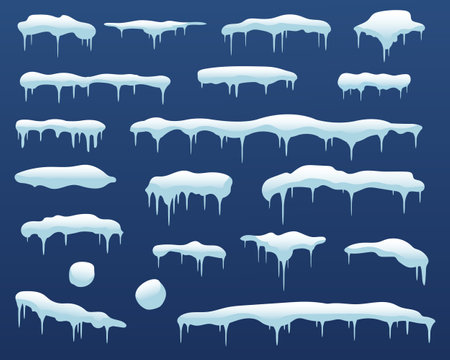 Snowfall Big Set Isolated Blue Background With Gradient Mesh, Vector Illustrationのイラスト素材