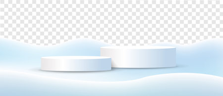 Winter White Podium And Transparent Background With Gradient Mesh, Vector Illustrationのイラスト素材