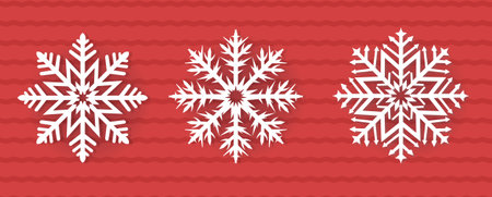 Snowflake Big Set Isolated Red Background With Gradient Mesh, Vector Illustrationのイラスト素材