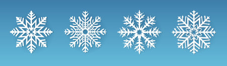 Snowflake Set Isolated Blue Background With Gradient Mesh, Vector Illustrationのイラスト素材