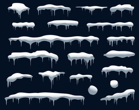 Snowfall Big Set Isolated Blue Background With Gradient Mesh, Vector Illustrationのイラスト素材
