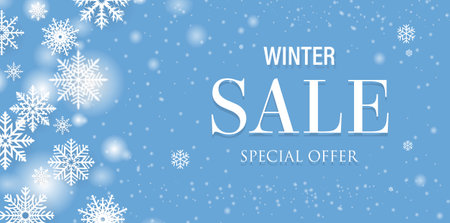 Winter sale poster With Snowflake With Gradient Mesh, Vector Illustrationのイラスト素材