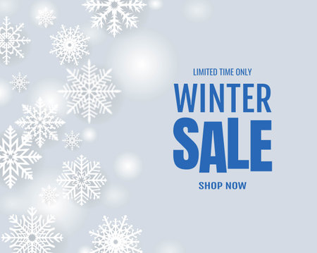 Sale Winter Banner With Snowflake Border With Gradient Mesh, Vector Illustrationのイラスト素材