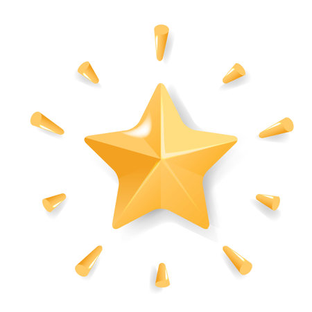 Realistic Star And Rays Isolated With Gradient Mesh, Vector Illustrationのイラスト素材