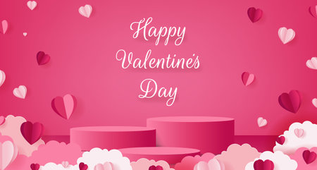 Valentines Day Poster With Hearts With Gradient Mesh, Vector Illustrationのイラスト素材