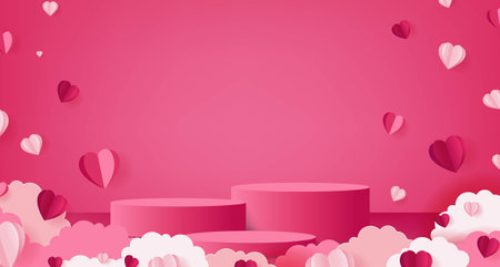 Valentines Day Poster With Hearts With Gradient Mesh, Vector Illustrationのイラスト素材