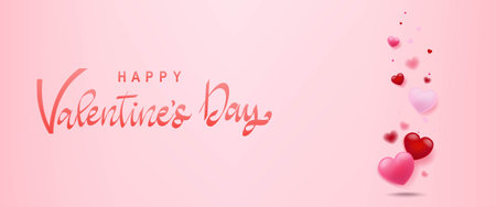 Valentines Day Postcard With Origami Hearts With Gradient Mesh, Vector Illustrationのイラスト素材