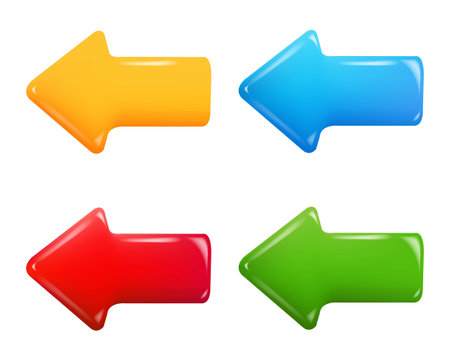 Colorful Realistic Arrows Isolated White Backround With Gradient Mesh, Vector Illustrationのイラスト素材