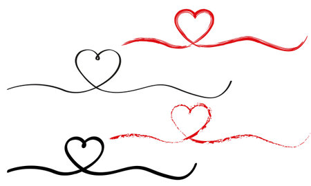 Heart Line Set Isolated White background, Vector Illustrationのイラスト素材