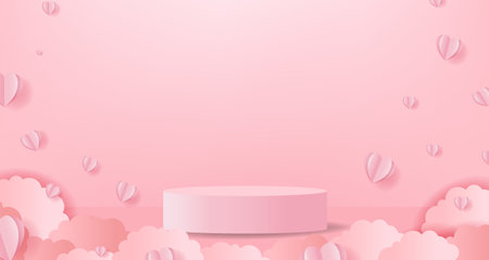 Valentines Day Card With Hearts With Gradient Mesh, Vector Illustrationのイラスト素材