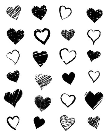 Heart Symbol Hand Draw Isolated White Background With Gradient Mesh, Vector Illustrationのイラスト素材