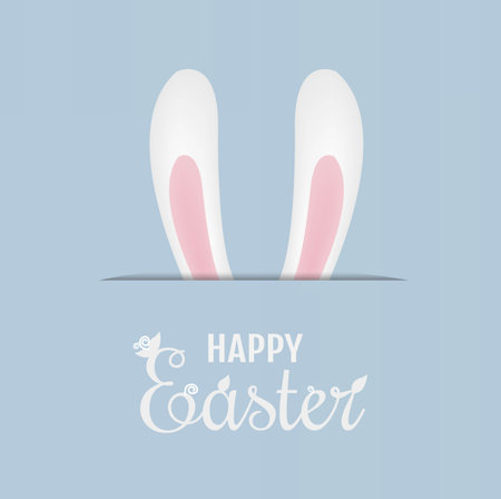 Easter Banner With Rabbit ears With Gradient Mesh, Vector Illustrationのイラスト素材