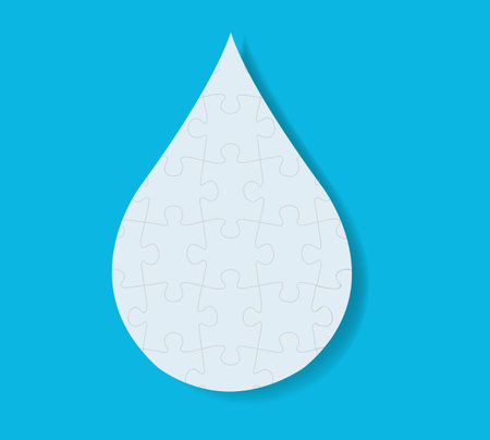 Water Drop Symbol With Puzzle With Gradient Mesh, Vector Illustrationのイラスト素材
