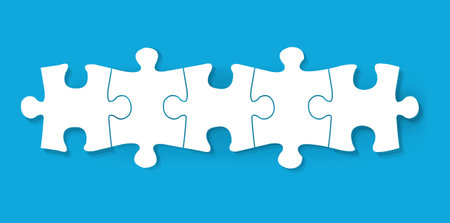 Puzzle Icon With Isolated Blue Banner With Gradient Mesh, Vector Illustrationのイラスト素材