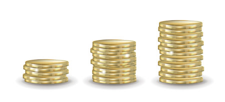 Stack Of Coins With White Background With Gradient Mesh, Vector Illustrationのイラスト素材