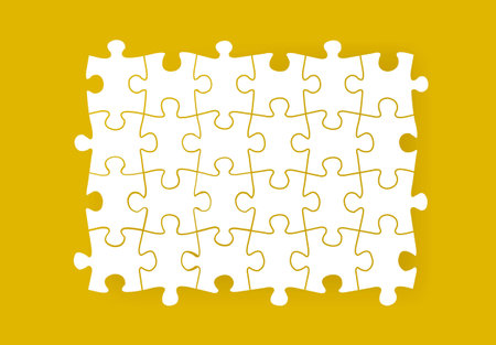White Puzzle Isolated Yellow Background With Gradient Mesh, Vector Illustrationのイラスト素材