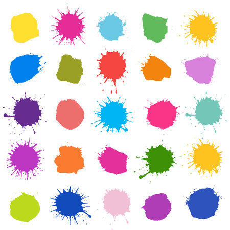 Bright Watercolor Paints Set Isolated White Background, Vector Illustrationのイラスト素材