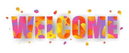 Bright Blobs And Welcome Text With Gradient Mesh, Vector Illustrationのイラスト素材