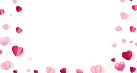 Border Pink And Pink Hearts With Gradient Mesh, Vector Illustrationのイラスト素材