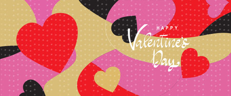 Valentine sDay Postcard With iHearts With Gradient Mesh, Vector Illustrationのイラスト素材