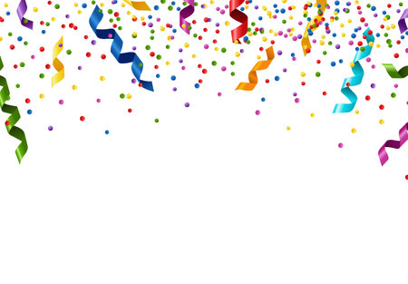 Confetti And Streamer on And White Background, Vector Illustration, Vector Illustrationのイラスト素材