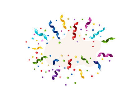 Confetti And With White Background Congrats, Vector Illustrationのイラスト素材