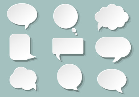 Speech Bubbles Set Isolated Mint Background With Gradient Mesh, Vector Illustrationのイラスト素材