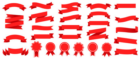 Red Ribbon Isolated White Background Vector Illustrationのイラスト素材