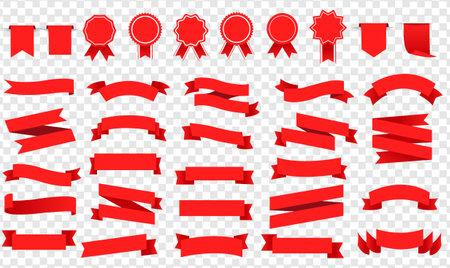Red Ribbon Isolated And Transparent Background, Vector Illustrationのイラスト素材