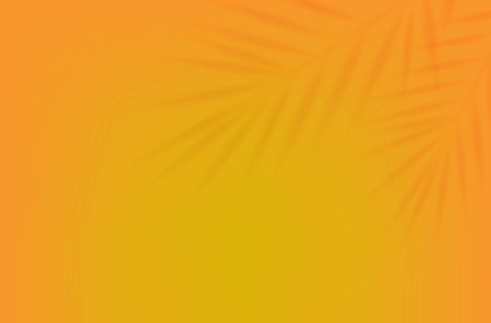 Green Palm Tree Branch With Orange Background Gradient Mesh, Vector Illustration