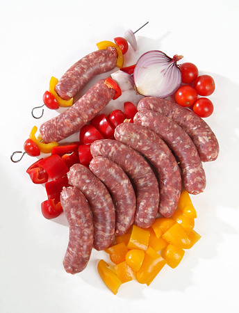 grill pork sausage and vegetablesの写真素材