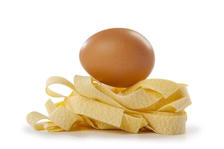 Egg on Pappardelleの写真素材