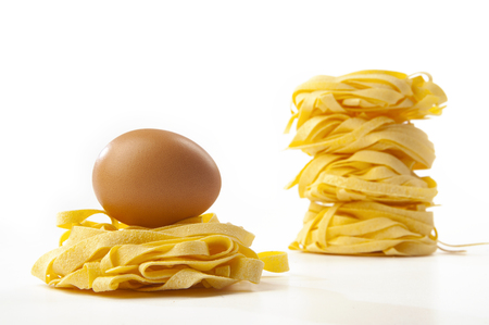Fresh egg and tagliatelleの写真素材