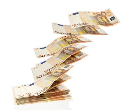 many euro taking flightの写真素材