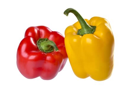 two peppers on a white backgroundの写真素材