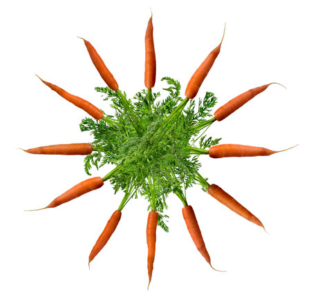 Carrot clock on a white backgroundの写真素材