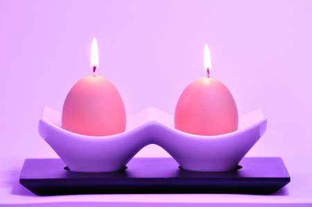 easter candles made from real eggsの写真素材