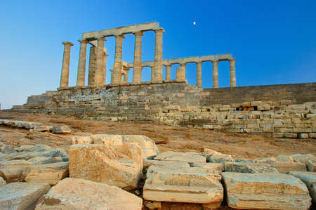 Ancient Greek temple of Poseidon Athens , Greeceの写真素材