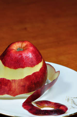 Fresh Starking apple on the white plateの写真素材