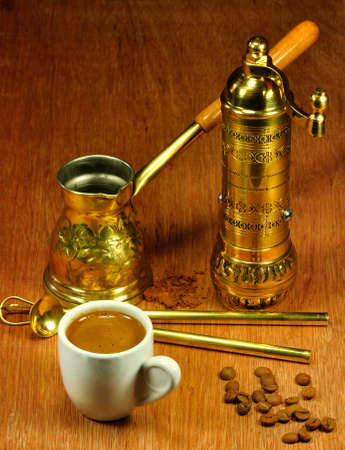 Traditional set for arabic and greek coffee makingの写真素材