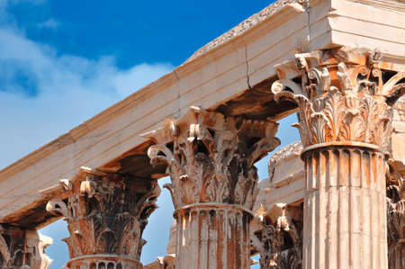 Temple of Olympian Zeus ,  Athens , Greece . Close viewの写真素材