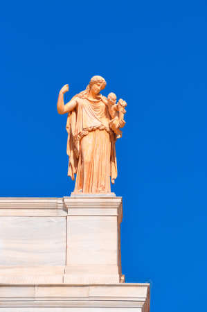 National Archaeological Museum in Athens , Greece  Sculpture on the roof-top above the entrance のeditorial素材