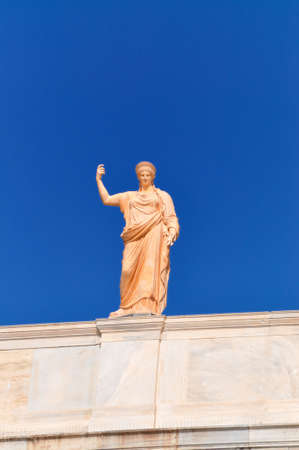 National Archaeological Museum in Athens , Greece  Sculpture on the roof-top above the entrance のeditorial素材