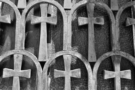 Window of the Church of Panaghia Kapnikarea is a Greek Orthodox church and one of the oldest churches in Athens .の写真素材