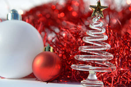 Red and white Christmas decorationsの写真素材