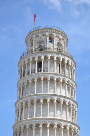 Upper part of the leaning tower of Pisaの写真素材