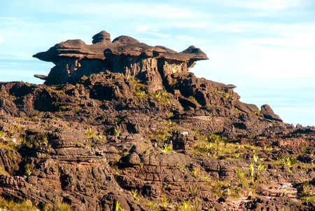 Limestones structures on the summit of Roraima Table Mountain, Great Savanna, Canaima National Park, Venezuelaの写真素材