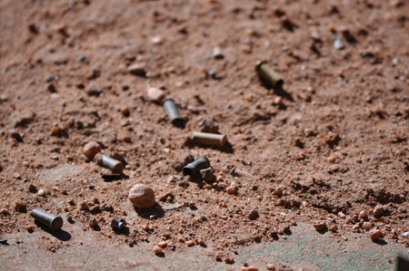 Empty .22 Caliber Gun Bullet Casings on the Ground