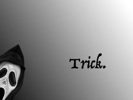 Trick or treat choice. Concept of fear. Black writing on gradient backgroundの写真素材